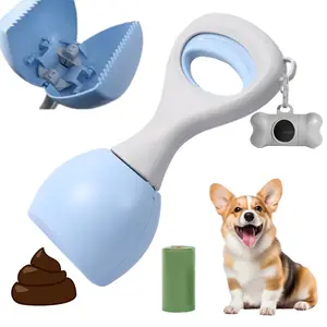 Pet Pooper Scooper Portable ABS Material for Dogs and Cats Includes 15 Biodegradable Waste Bags and 1 Dispenser Large Opening Design Easy to Use and Clean