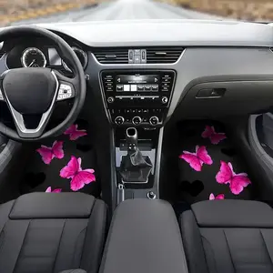 Butterfly & Floral Pattern Print Car Floor Mat, Universal Fit Car Interior Decorative Floor Mat, Fashionable Car Interior Accessories for Women & Girls, Car Accessory