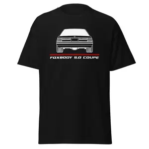 Premium T-Shirt For Mustang Coupe 5.0 Foxbody Car Enthusiast Grandpa Dad Son Birthday Gift Men's Tee Classic Cotton