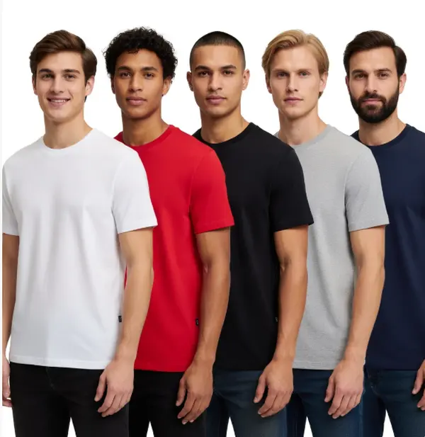 Men's Cotton Crew Neck Short-Sleeve T-Shirts (5-Pack, Deep Black, Horse Design, Elevated Basic) - Black Horse Club Logo Flag, S-XXL, Cotton Crew Neck Men's Short-Sleeve T-Shirts, Crew Men's Short-Sleeve T-Shirts