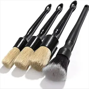 Car Cleaning Brush Set, Soft Bristle Boar Hair, 4 Pack Car Dusting Brushes, Perfect for Interior, Grilles, Seats, Wheel Rims