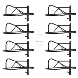 Wall Mounted Saddle Rack With Pad Bar, 8 Pack Horse Saddle Rack Stand, Wall Bracket Stable Organizer For Equestrian Tack, Durable Steel Construction, Space Saving Wall Mounted Storage For Barn, Garage, And Tack Room