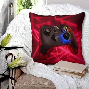 Futuristic Black Throw Pillow Featuring Colorful Illuminated Design, Dynamic Red Light Aesthetic, 45cm Square Cushion with Soft Filling, Perfect for Gaming Room Décor or Modern Sofa Styling!