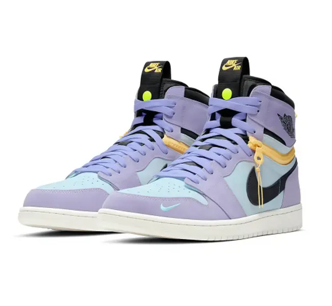 Unisex Lavender Light Blue High Top Casual Sneakers Leather Lace-Up Retro Trainers Cream Outsole Walking Shoes For Daily Street Outfits