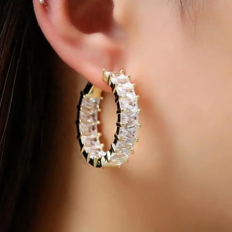 Baguette hoops earrings Baguette hoops earrings