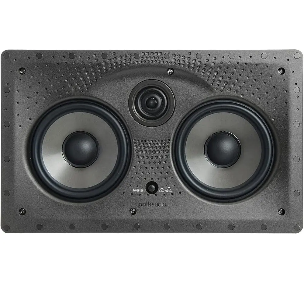 Polk Audio Vanishing Series 255c-LS Metal In-Wall Center Channel Loudspeaker - Home Cinema Flush Mount Speaker with Dual 5.25" Dynamic Balance Dynamic Drivers, 1" Ring-Radiator Tweeter, PowerPort Technology, Rotating Cam Installation System