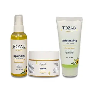 Daily Glow Minimalist Skincare Routine | 3 Simple Steps for Glowing Skin Everyday Brightening Nourishing Face Wash Evening Toner Exfoliant Cream Pore