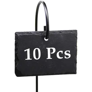 Labels, 10 count Garden Markers Signs Labels, Weatherproof   Slate Hanging Tags on Stainless Steel Metal Rod for Flower Bed, Pots, Planters