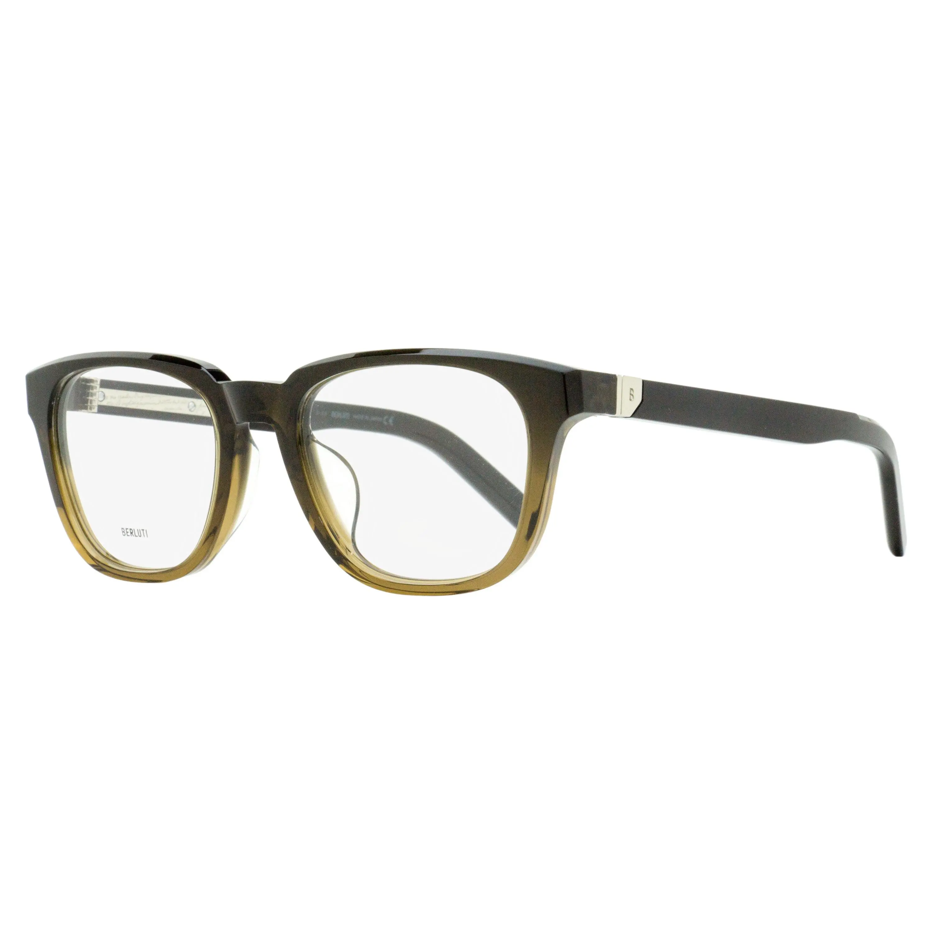 Pre-owned Berluti Full-Rim Classic Rectangular Eyeglass Frames, BL50019U 047, Brown Ombre, 52mm