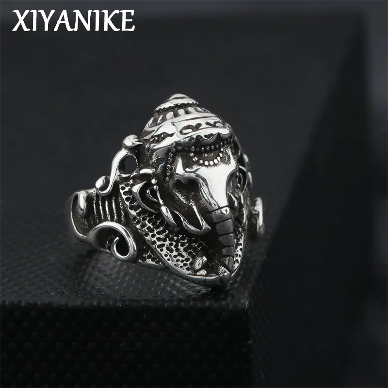 Retro Lucky Elephant Adjustable Finger Rings For Men Hip Hop Fashion New Jewelry Gift Party Rock кольца