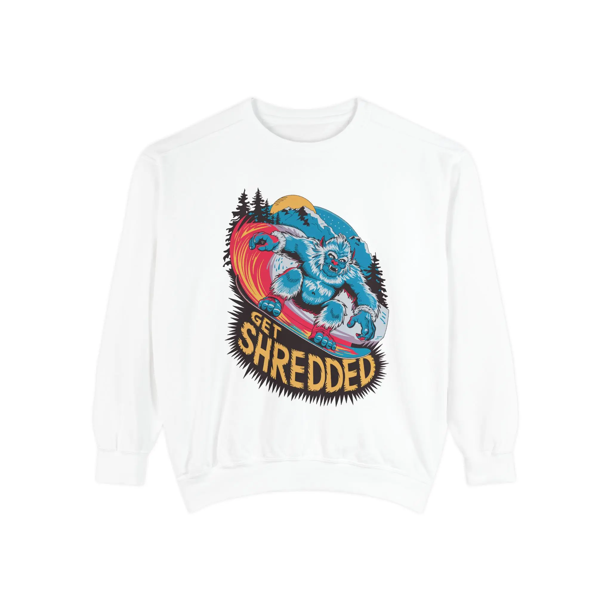 Get Shredded - Shredding Snowboarding Yeti Crew Neck Sweatshirt