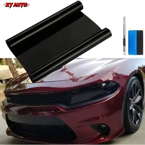 12 by 48 inches Self Adhesive Auto Car Tint Headlight Taillight Fog Light Vinyl Smoke Film Sheet Sticker Cover (Black)