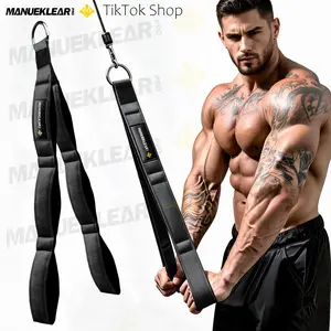 MANUEKLEAR Tricep Rope Cable Machine Attachment, Extra-Long Dual-Handle Design with Neoprene Grips for Greater Range of Motion, Universal Gym Workout Equipment