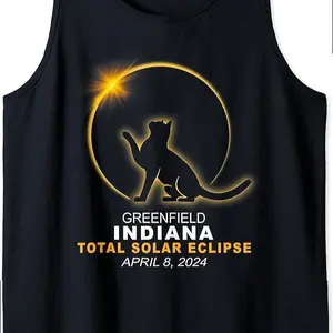 Greenfield Indiana Cat Total Solar Eclipse 2024 Tank Top