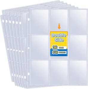 648 Double Side Trading Card Sleeves, 9 Pocket Binder Sheets for 3 Ring Binder, Long-Lasting MTG Game Business Card Sleeves