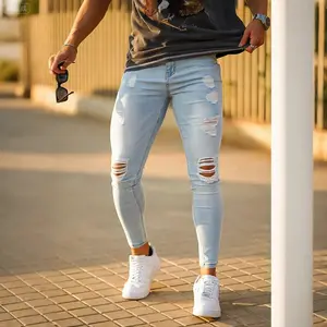 GINGTTO Men's Ripped Skinny Jeans Slim Fit Stretch Tapered Leg