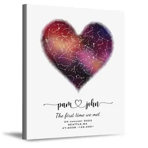 Personalized Star Map with Couple's Names and Special Date Message on it,Perfect Present for Anniversary,Wedding,Birthday,Holidays