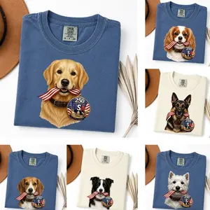 50+ Dog Breeds USA 250th Anniversary Sweatshirt, Patriotic Puppy Graphic Tee, Comfort Colors 1776-2026 Shirt, 4th of July Apparel, Unisex Dog Lover Gift I63