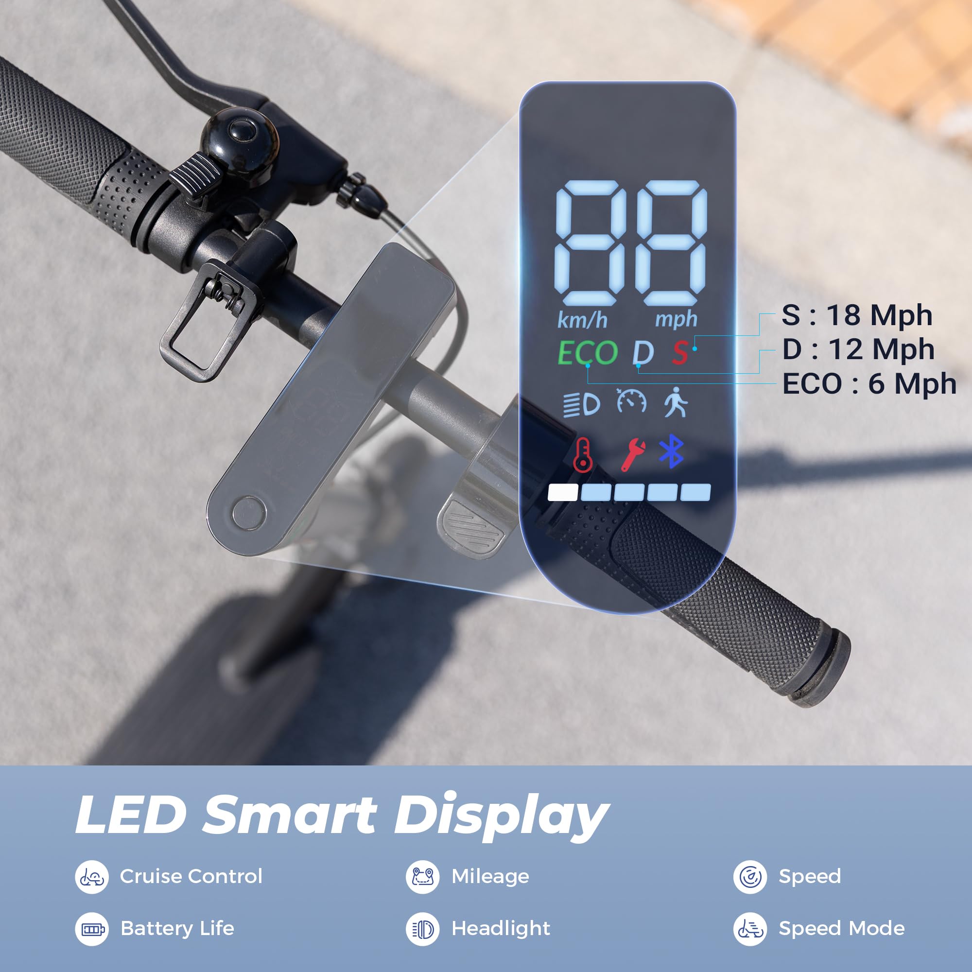 【summervibes】Long Range Commuter Electric Scooter, 22MPH/18MPH Max Speed, 21 Miles Long Range,10''/8.5'' Tires, Folding Electric Scooter Adults with Head Lights 【summervibes】Long Range Commuter Electric Scooter, 22MPH/18MPH Max Speed, 21 Miles Long Range,10''/8.5'' Tires, Folding Electric Scooter Adults with Head Lights