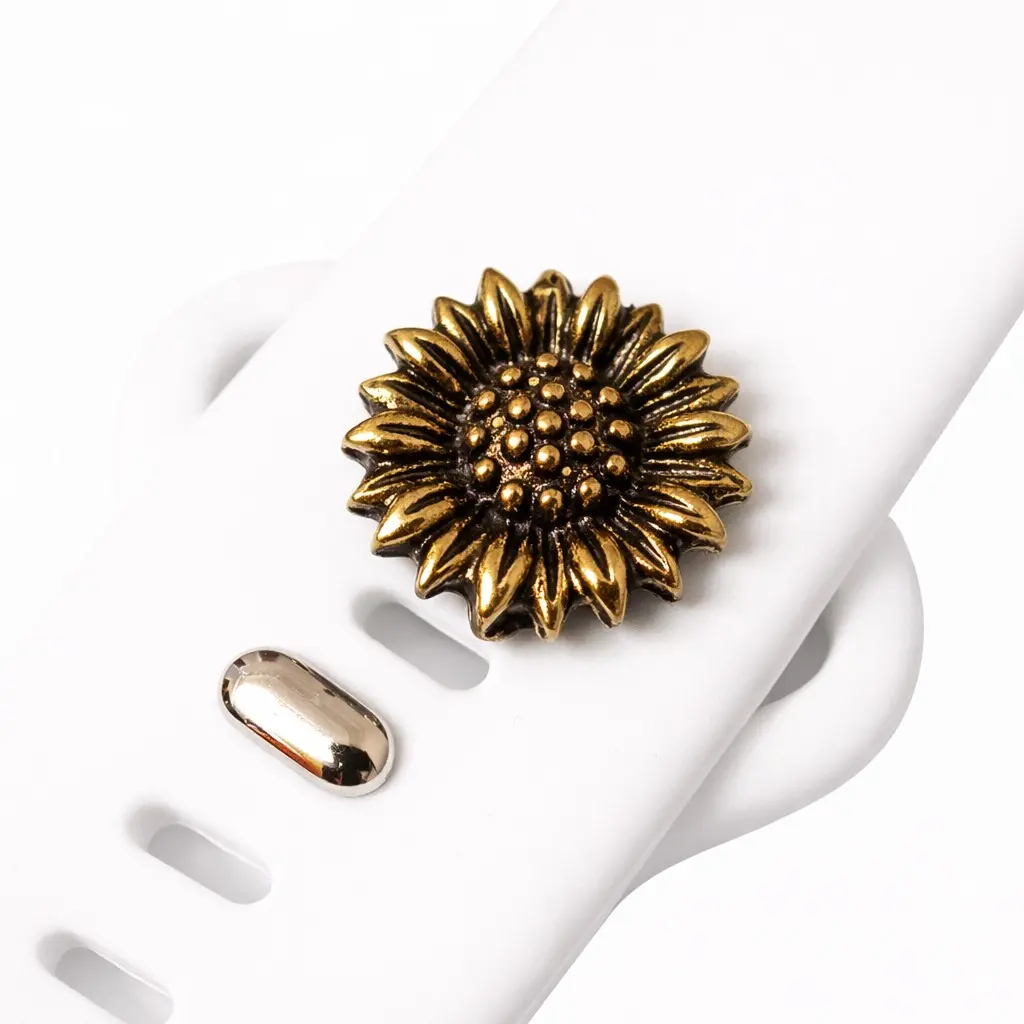 Sunflower Bronze Watchband Jewelry Charm Snap-On for Apple Fitbit Galaxy Garmin Watch Bands Comfortable & Stylish Accessory
