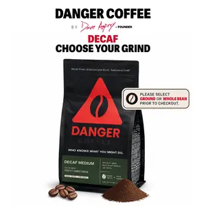 Danger Coffee (Decaf) by Dave Asprey – Select: Ground or Whole Bean Coffee | Swiss Water Decaf, Mold-Free, Lab-Tested, Remineralized with 50+ Trace Minerals, Specialty Grade Arabica, Farm-Direct, 10.9 oz (310g
