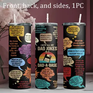 1pc 20oz stainless steel water bottle, printed with DadJokesComicStripStyle design straw cup, Portable, suitable for fitness, travel, driving and daily use at home. A gift for family and friends