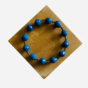 Blue Kenyan Paper Bead Bracelet