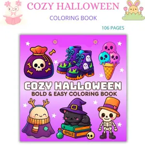 Cozy Halloween Coloring Book: Bold & Easy Spooky Designs for Adults and Teens, Featuring Cute and Creepy Characters, Fun Halloween Scenes, Stress Relief & Relaxing Coloring Pages