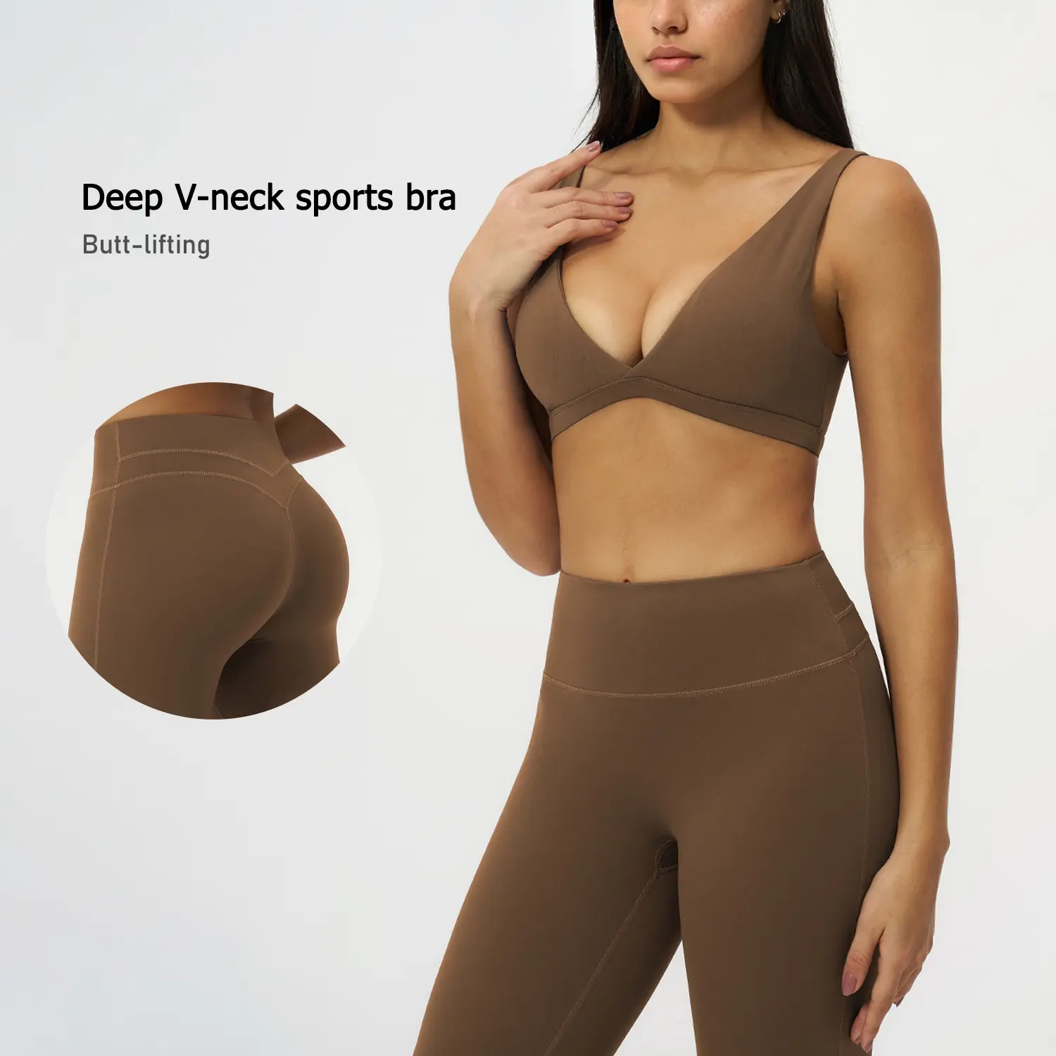 TIMEOFF Women's 2-Piece Sports Set - Workout Sets Women, Deep V-Neck Tank Top, Butt-Lifting High-Waist Pants, Wide Back, Stretchy Breathable Fabric, Bounce & Restriction Prevention, Ideal for Yoga, Gym, Two Piece Set