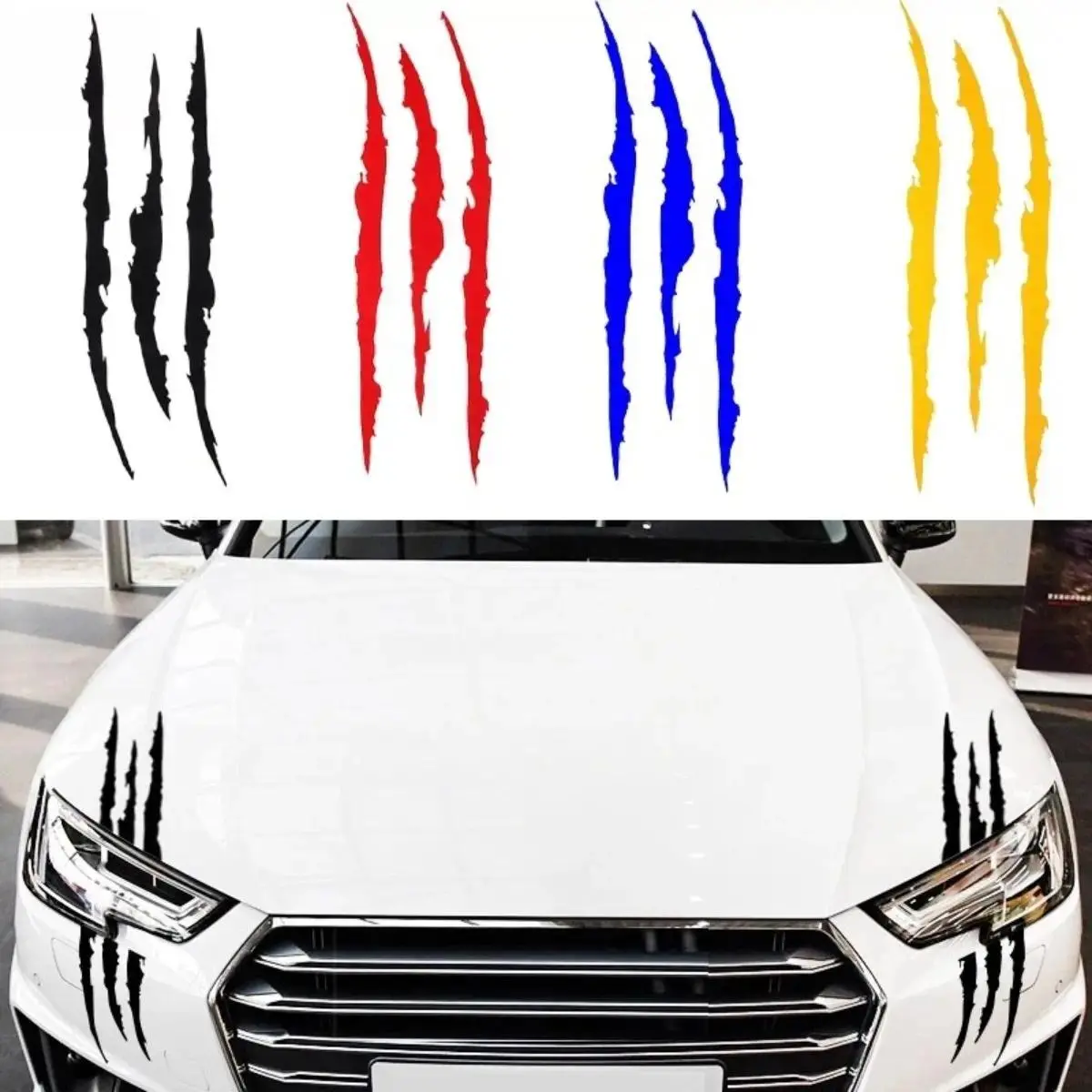 4-Pack Reflective Claw Mark Headlight Stickers 15.7 x 4.7 Inches, Durable PET Material  Trendy Car Décor for Headlights, Trucks & Motorcycle Styling