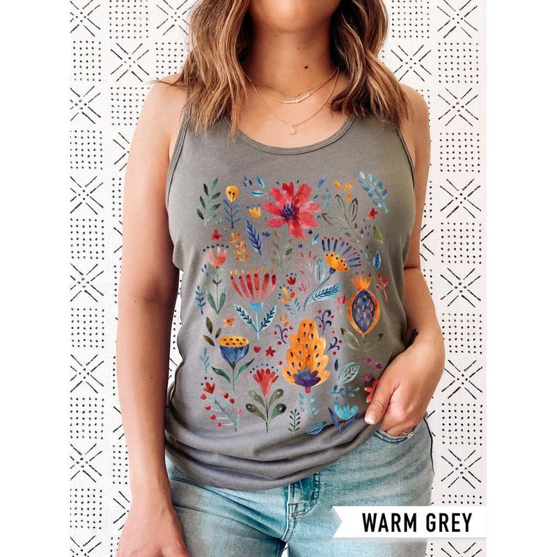Floral Shirt Tank, Grow Positive Thoughts Tank, Bohemian Style Tank, Butterfly Shirt, Trending Right Now, Women's Graphic Tank, Love Tank