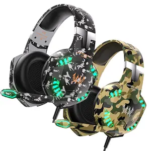 G2000 Camouflage Gaming Headset, Wired Gaming Headphones, Noise Cancelling Over-Ear Headphones with Microphone, LED Lights, 7.1 Surround Sound, Soft Memory Foam Earcups
