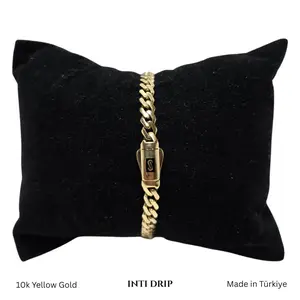 INTI DRIP 10K Gold Monaco Bracelet 5mm Original Monaco Link w/ Certificate Crafted by Sözer İstanbul, Türkiye High-Polish Luxury