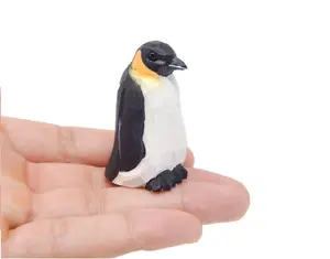 Emperor Penguin - Figurine Arctic Sea Bird Miniature Polar Wooden Art Carved Ornament Small Animals Aquarium