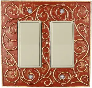 Meriville French Scroll 2 Rocker Wallplate, Double Switch Electrical Cover Plate