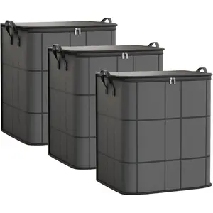 3 Pack Large Clothes Storage Bags, Closet Organizers Storage Containers, Collapsible Storage Bins with Reinforced Handles, Sturdy Zippers, for Clothing, Blanket, Comforters