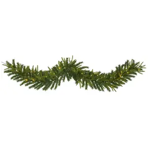 6' Green Pine  Christmas Garland w/35 Lights byNearly Natural