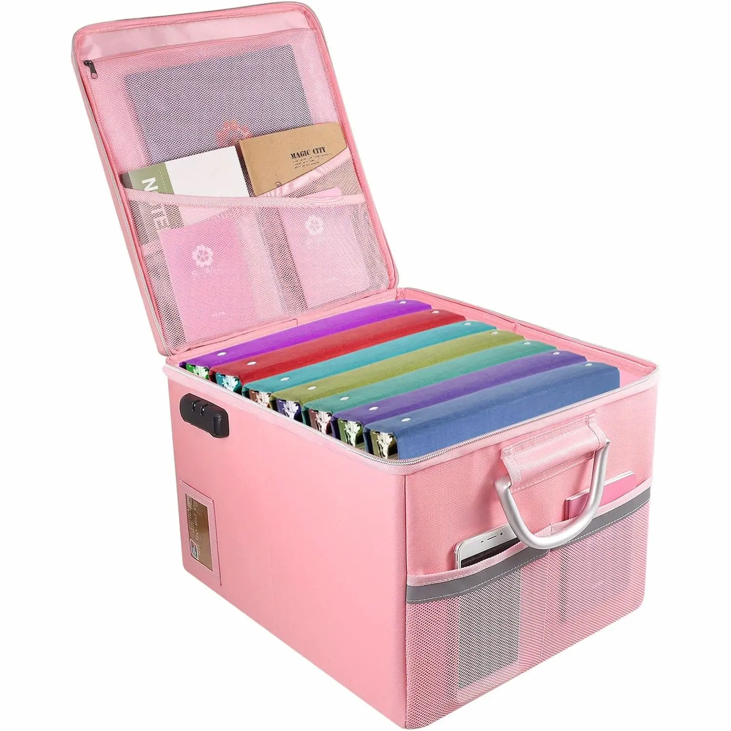 Fireproof File Cabinet with Lock, Fireproof Document Organizer Collapsible File Box Filing Cabinet with Handle for Letter Legal Folder Certifications
