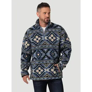 Men's Heavyweight Quarter Zip Sherpa Pull Over Water Blue