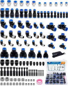 116 count Quick Connect Air Hose Fitting Kit, 1/8" 1/4" 3/8" 1/2" Push to Connect Fittings Kit, Nylon Tubing Air Line Quick Release Pneumatic Connectors for Air  System or Fluid Transfer