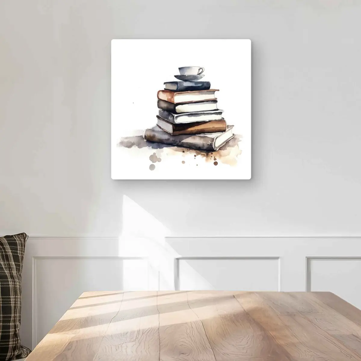 212 MAIN Artistic Abstract Aluminium Metal Print Wall Art - M_book Theme Caffeinated Books Design, 16x16 in Modern Room Decor for Bedroom, Bookish Aesthetic Wall Artwork, Room Decorations