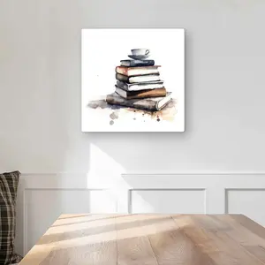 212 MAIN Artistic Abstract Aluminium Metal Print Wall Art - M_book Theme Caffeinated Books Design, 16x16 in Modern Home Decor Decoration for Bedroom, Bookish Aesthetic Book Wall Prints Artwork
