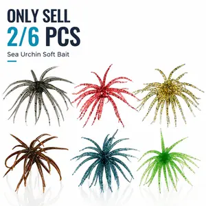 2/6 PCS Floating Sea Urchin Soft Bait, Artificial Fishing Lure, Multiple Color Options, Durable & Stretchy Design, Finesse Lifelike Dice Fishing Lures with Multiple Tentacles for Trout, Bass, Crappie, Fishing Lure Set, Simulation Fishing Lure