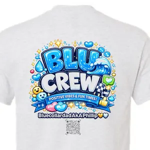 BLU CREW Tee | Positive Vibes Streetwear | Unisex Graphic Apparel | Gift for Fans
