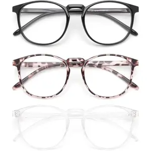 Blue Light Blocking Glasses Women/Men, Round Fashion Retro Frame, Vintage Fake Eyeglasses with Clear Lens