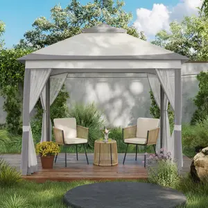 Costoffs 11×11 FT/13 ×13 FT Pop-Up Gazebo Tent, 4 Mesh Sidewalls & 3-Level Adjustable Height Canopy for Patio & Backyard Party