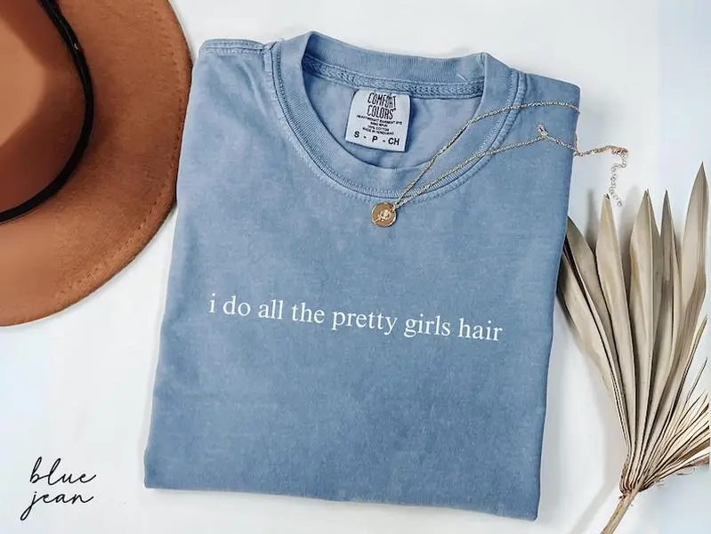 Women's Casual Short-Sleeve Fit T-Shirt, Hairstylist Fabric Top, Cosmetology School Gift for Women, Funny Hairdresser Apparel