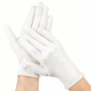 3 Pairs White Cotton Gloves For Dry Hands Overnight Moisturizing Breathable Eczema Lotion Spa Treatment Sleeping Gloves Men Women Jewelry Coin Inspection Work Gloves