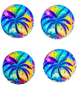 Tropical Palm Tree Slate Rock Drink Coasters – Natural Stone Coastal Home & Bar Decor | Set of 4