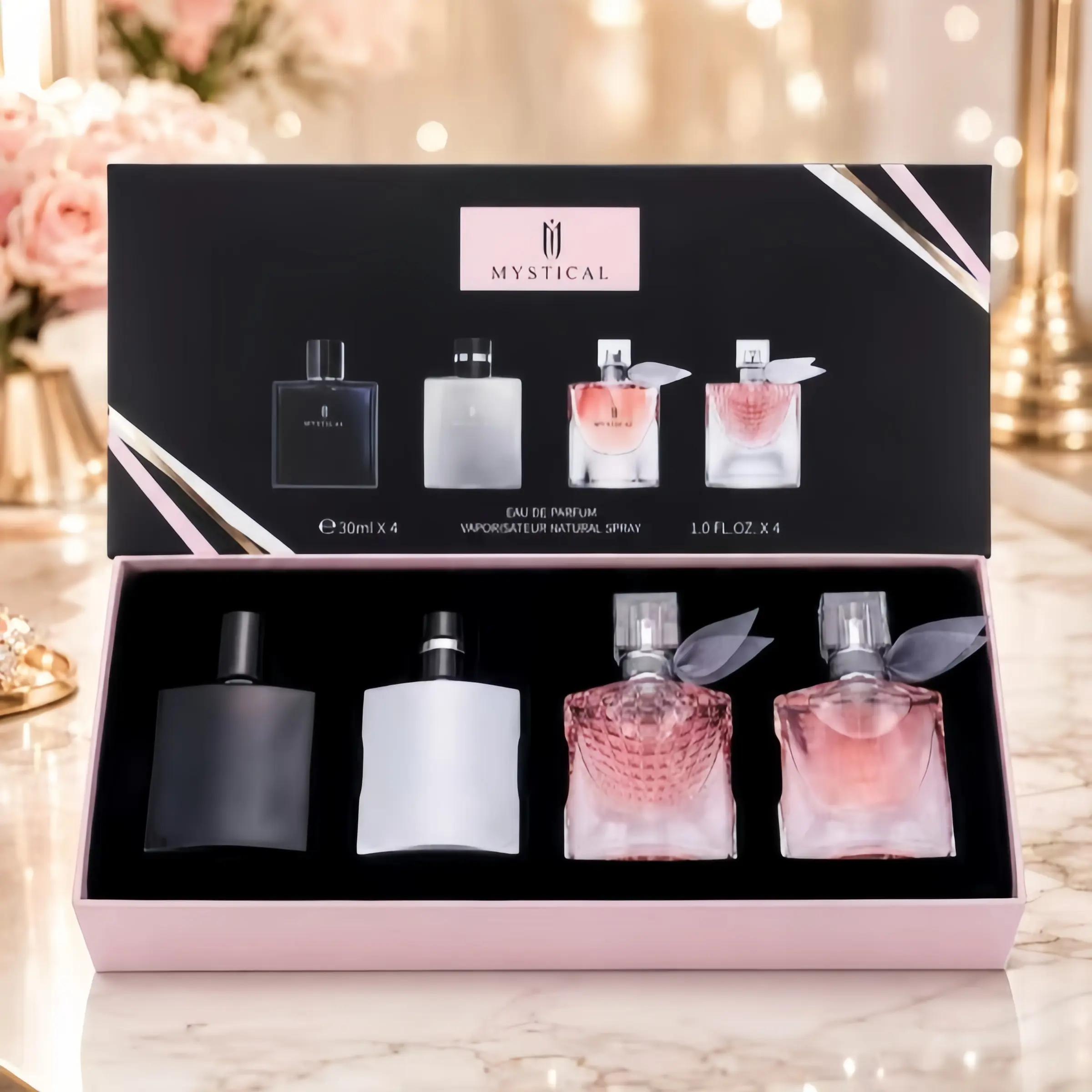 MYSTICAL Luxury Fragrance Gift SetDEALS FOR YOUI4-Piece Perfume  Women's Fragrance Gift Set, Mother'sDay,Christmas, Valentine's Day gift,lasting fresh fruitfragrance, for dailylife, dating and gifts, let youreleasethe unique charm of  women